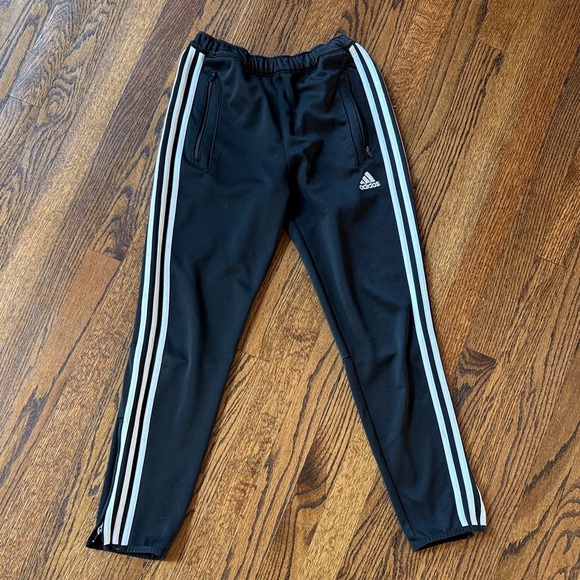 Adidas Kids Medium Black Joggers with White Stripes - Picture 1 of 5